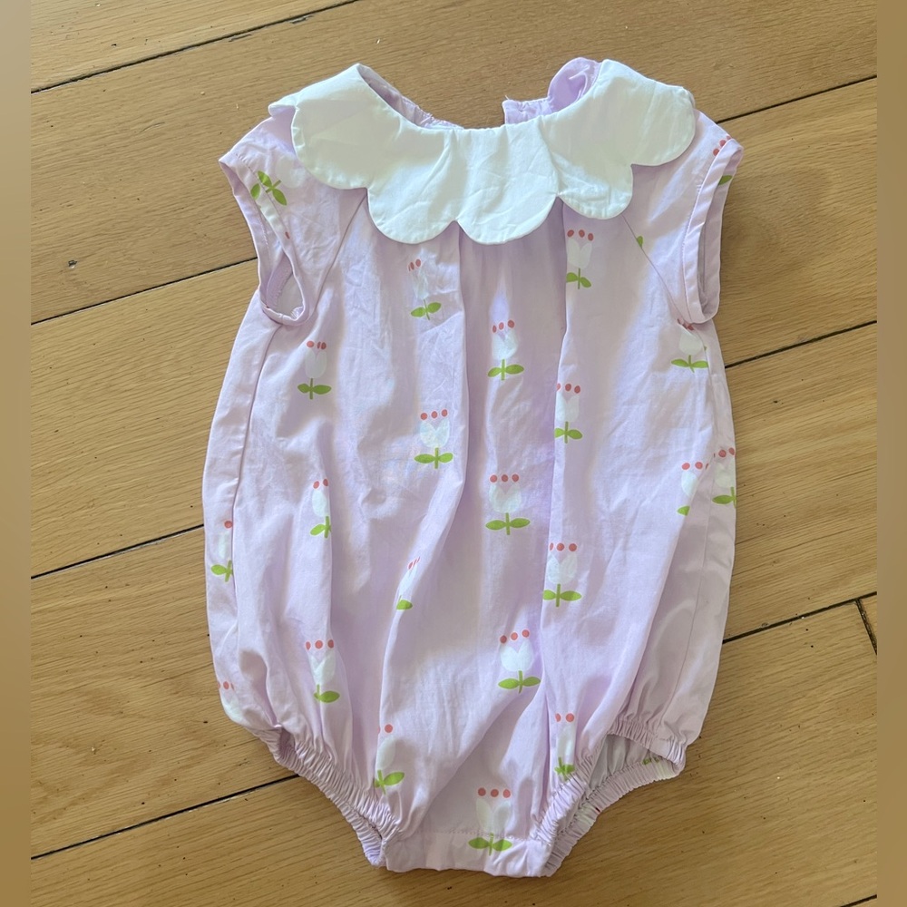 Jacadi Paris Scallop Collar Tulip Bubble Romper Girls Size 12 Months